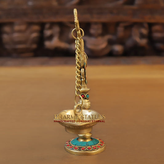 Brass Parrot Lamp, Stonework & Golden Finish, 8.5"