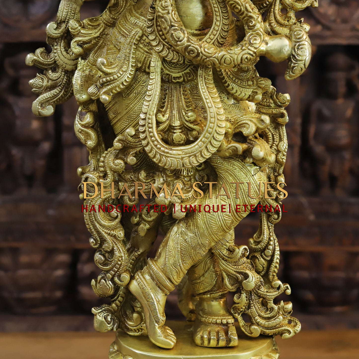 Brass Radha Krishna Idol, Fine Golden Finish 30"
