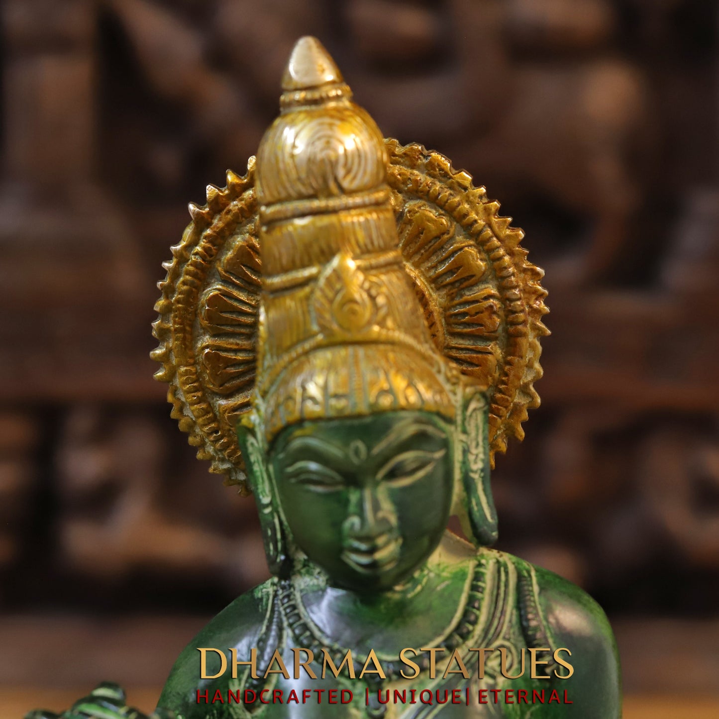 Brass Uma, Green Patina & Golden Finish, 12.5"
