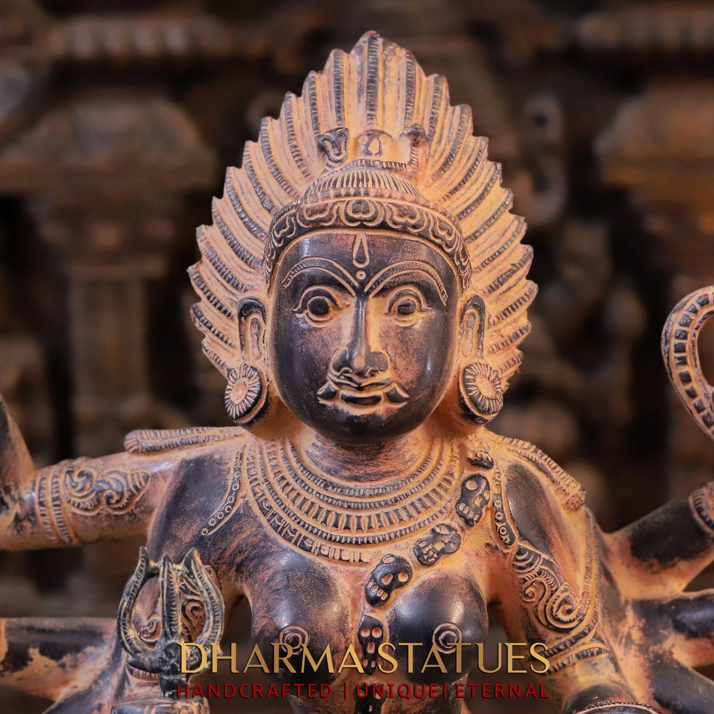 Brass Kali, Black Patina & Orange Finish, 23"