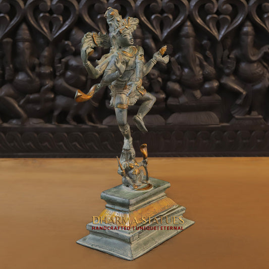 Brass Shiva Tandav, Fine Green Finish, 18"
