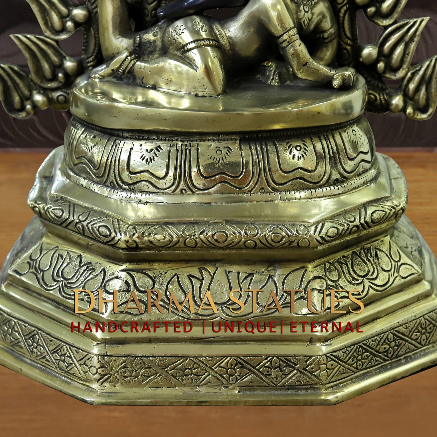 Brass Natraj Statue, The Celestial Dancer in Gleaming Brass, Black & Golden Finish, 29"