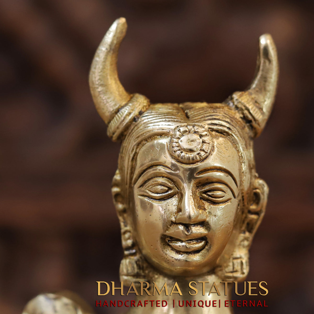 Brass Nandini Cow & Calf, Golden Finish, 9"