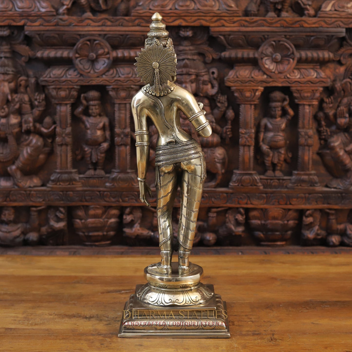 Brass Parvati Standing, Fine Golden Finish, 23.5"