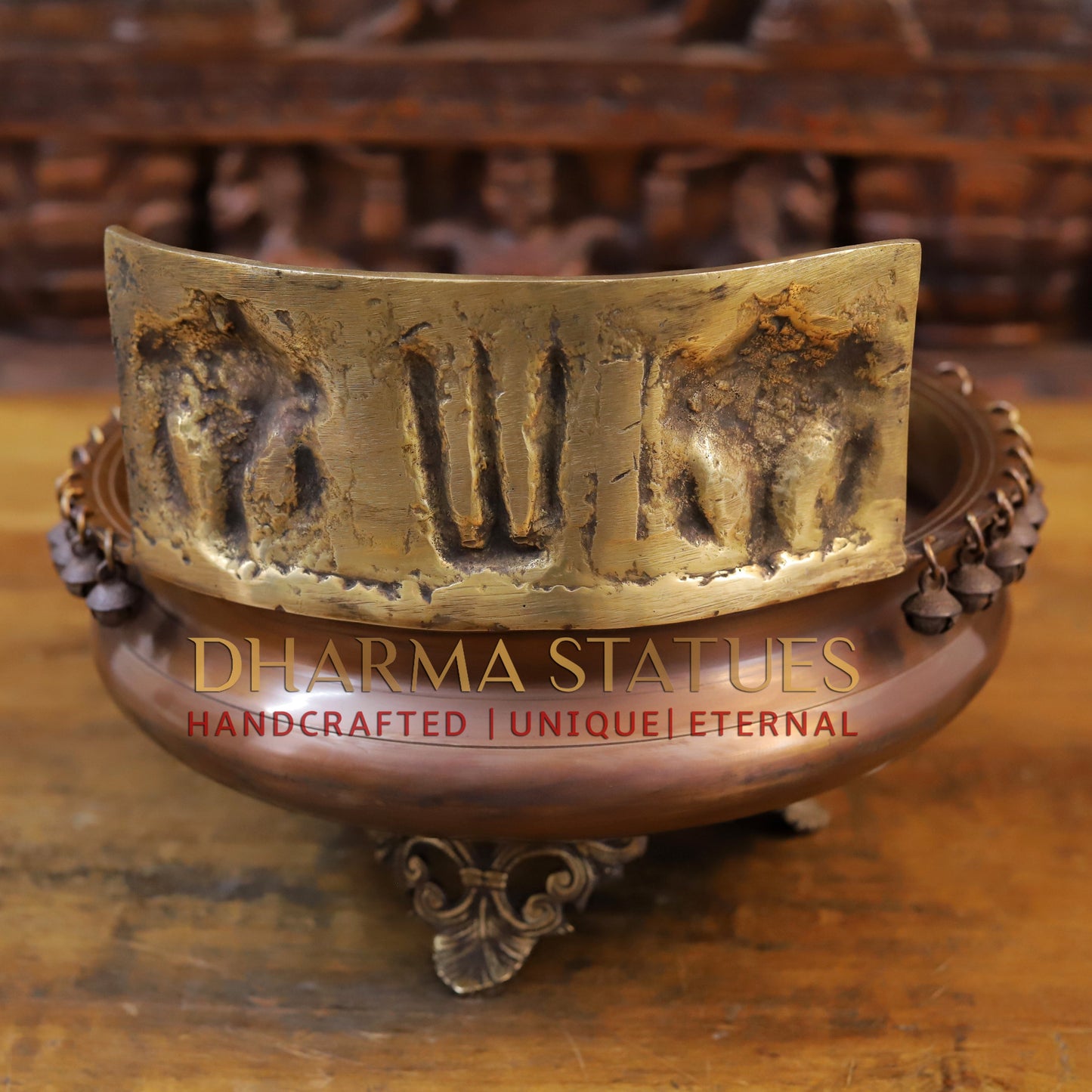 Brass Urli, Copper & Golden Finish, 9.5"