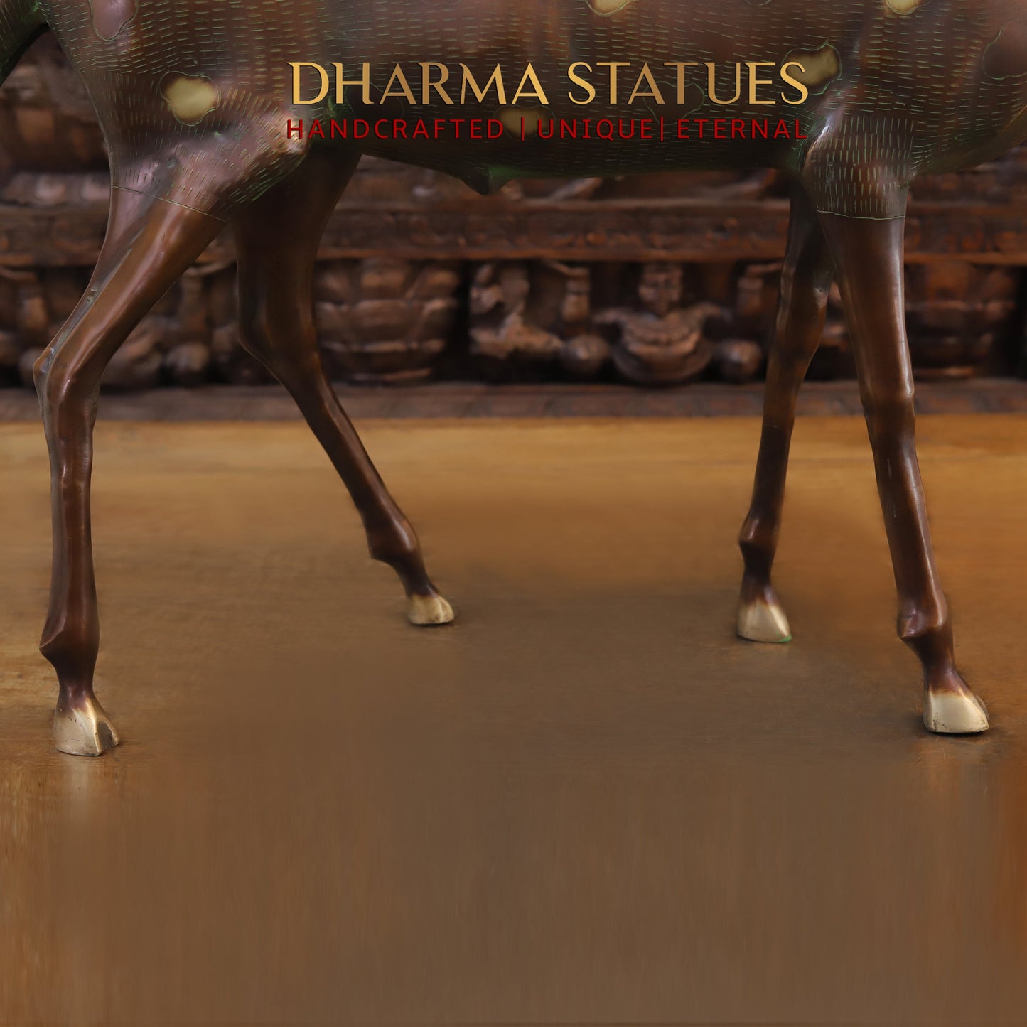 Brass Deer Idol, Standing, Copper Finish 34"