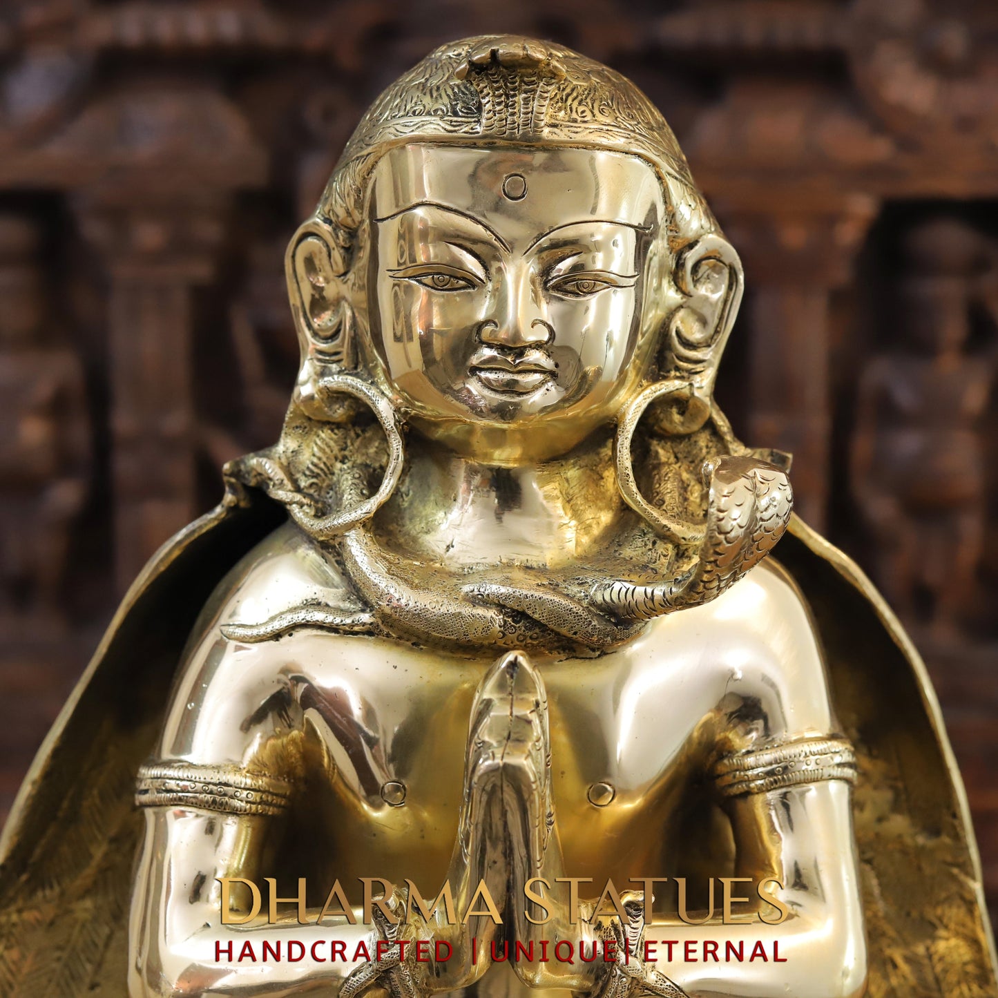 Brass Garuda Statue, Fine Golden Finish 21"