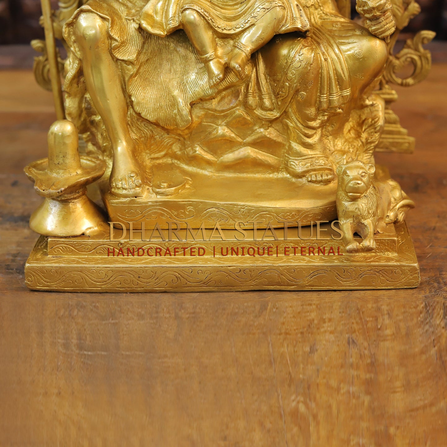 Brass Shiva Family with Ganesh & Parvati on Kailash Mountain, Fine Golden Finish, 22"