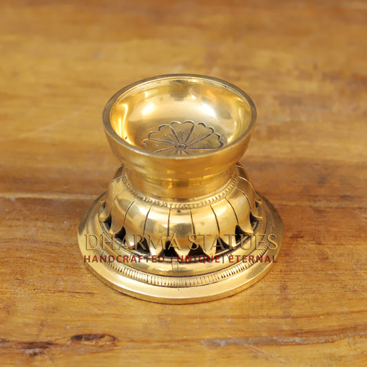 Brass Blooming Lotus Diya, Fine Golden Finish 3"