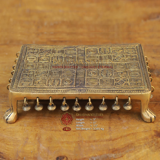 Brass Pooja Chowki, Fine Golden Finish 3"