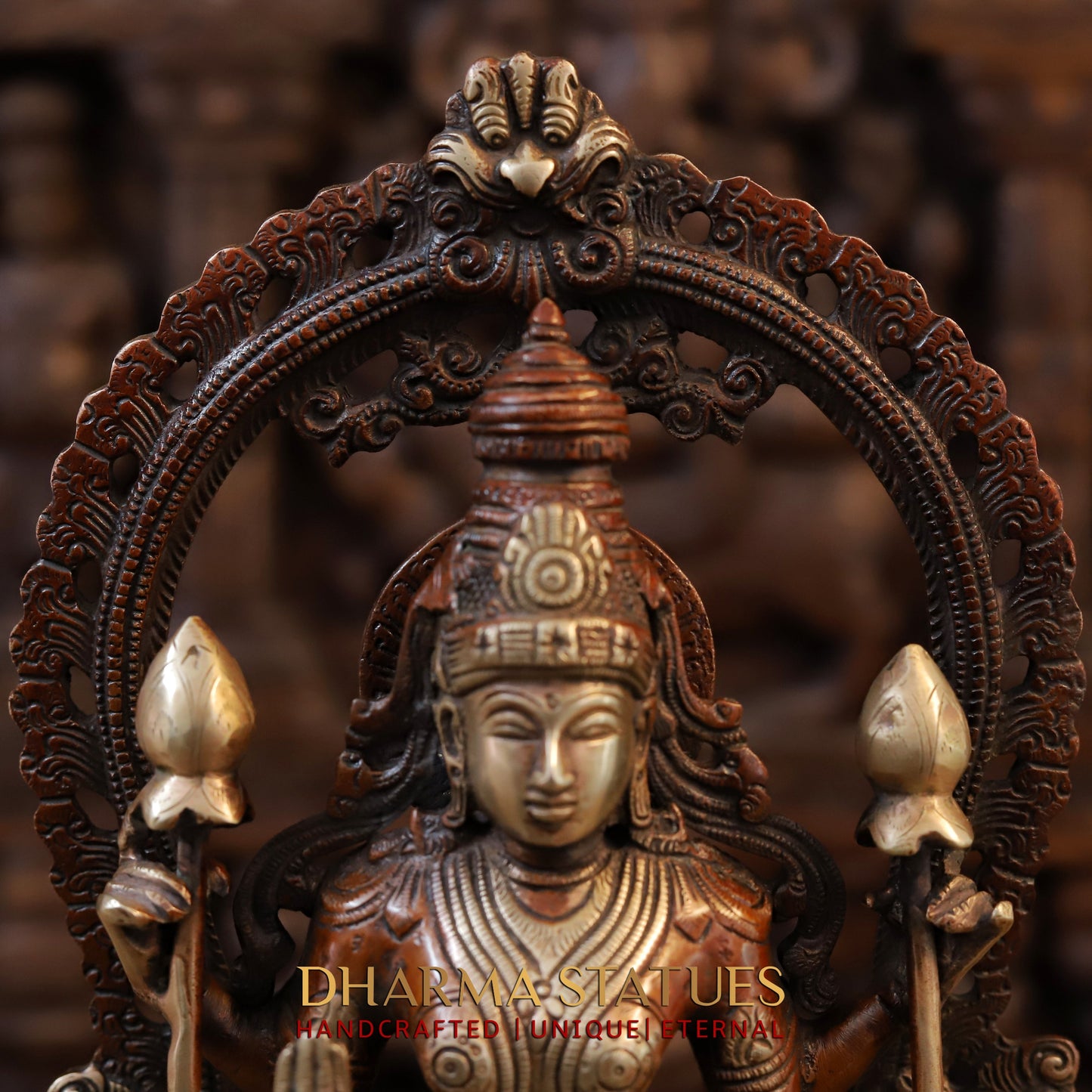 Brass Lakshmi Standing in Blessing Posture, Copper & Golden Finish, 16"