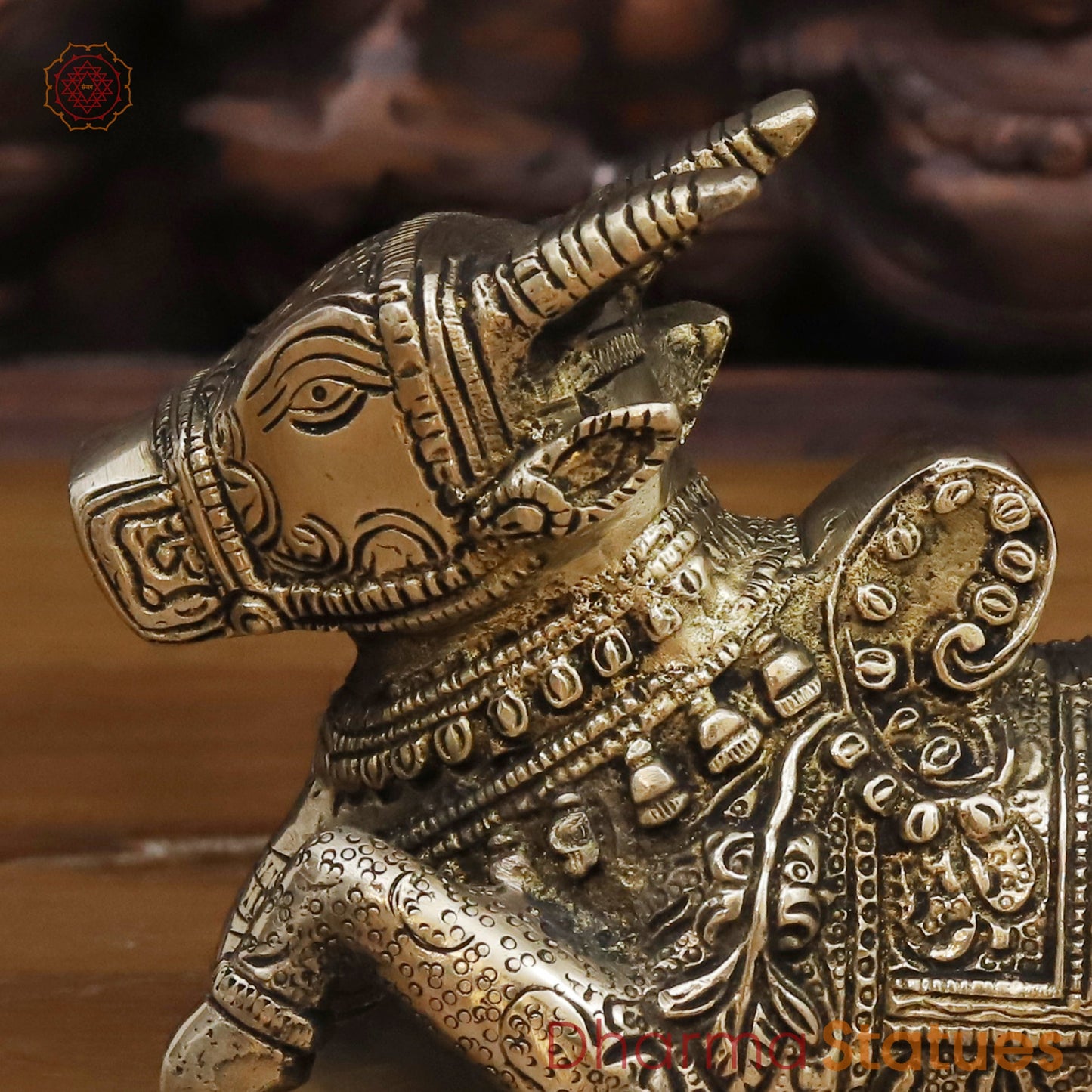 Brass Nandi Statue, Handcrafted with Exquisite Craftsmanship, Golden Finish 4.5"
