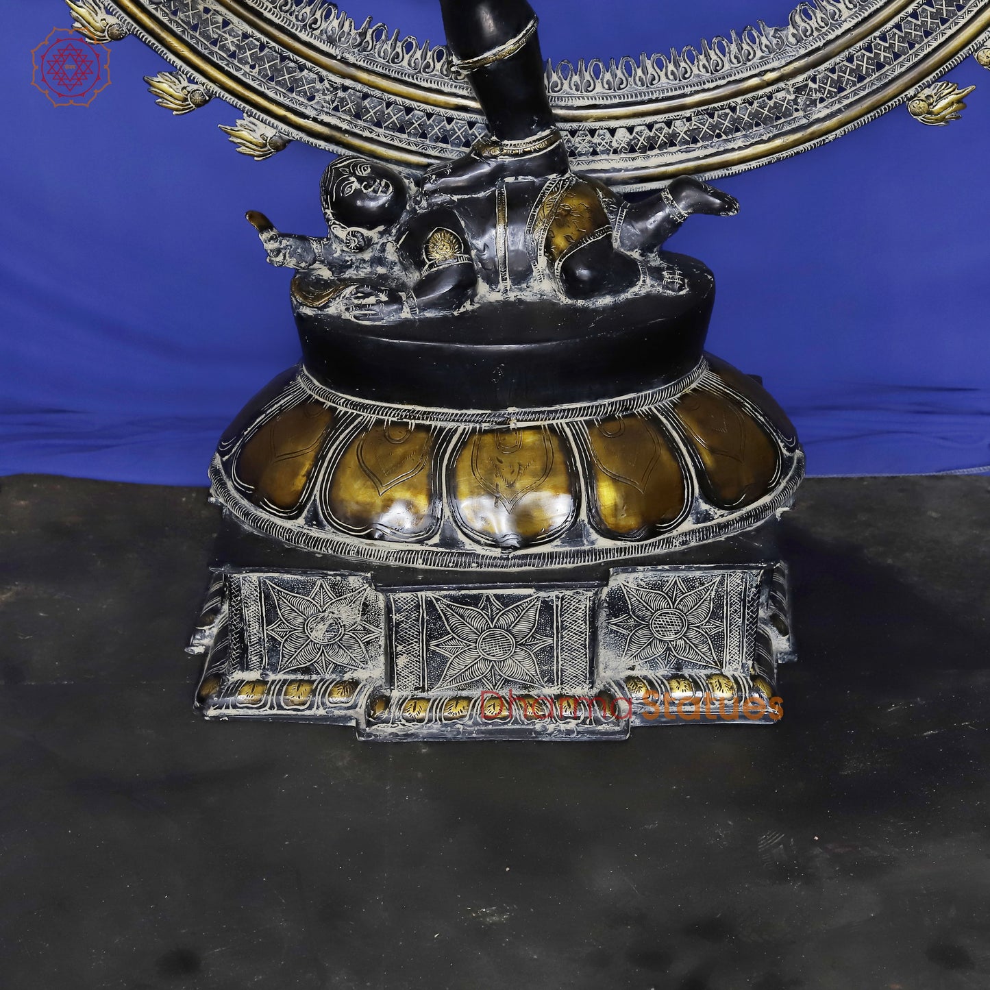 Brass Nataraja in Dancing Posture with Frame, Antique Finish 54"