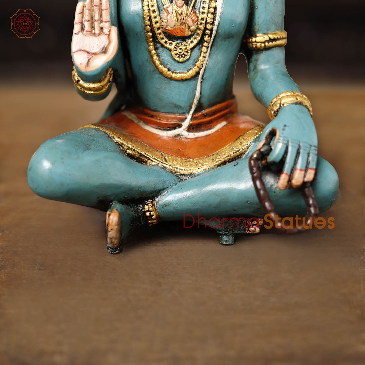 Brass Hanuman Statue, Blessing Posture, Fine colorful Finish 11"