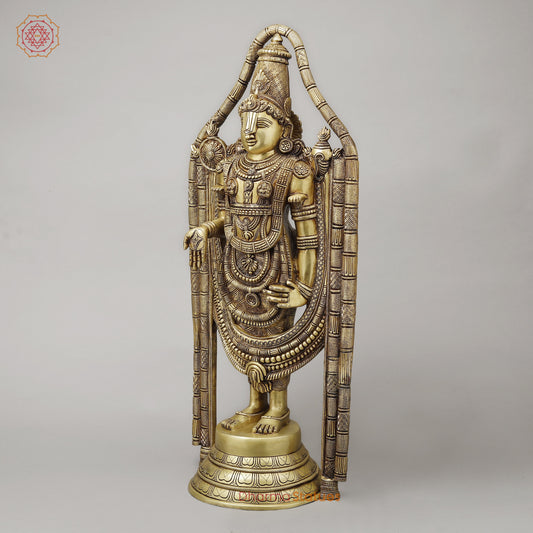 Brass Tirupati Balaji (Universal God), Fine gold Finish 30"