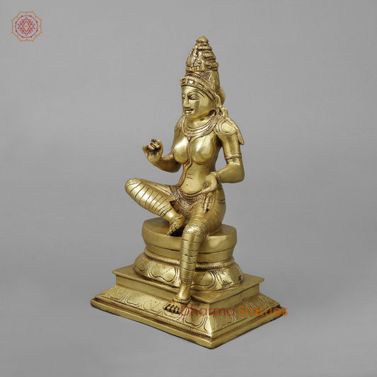 Brass Parvati in Lalita Roop, Golden Finish, 12"