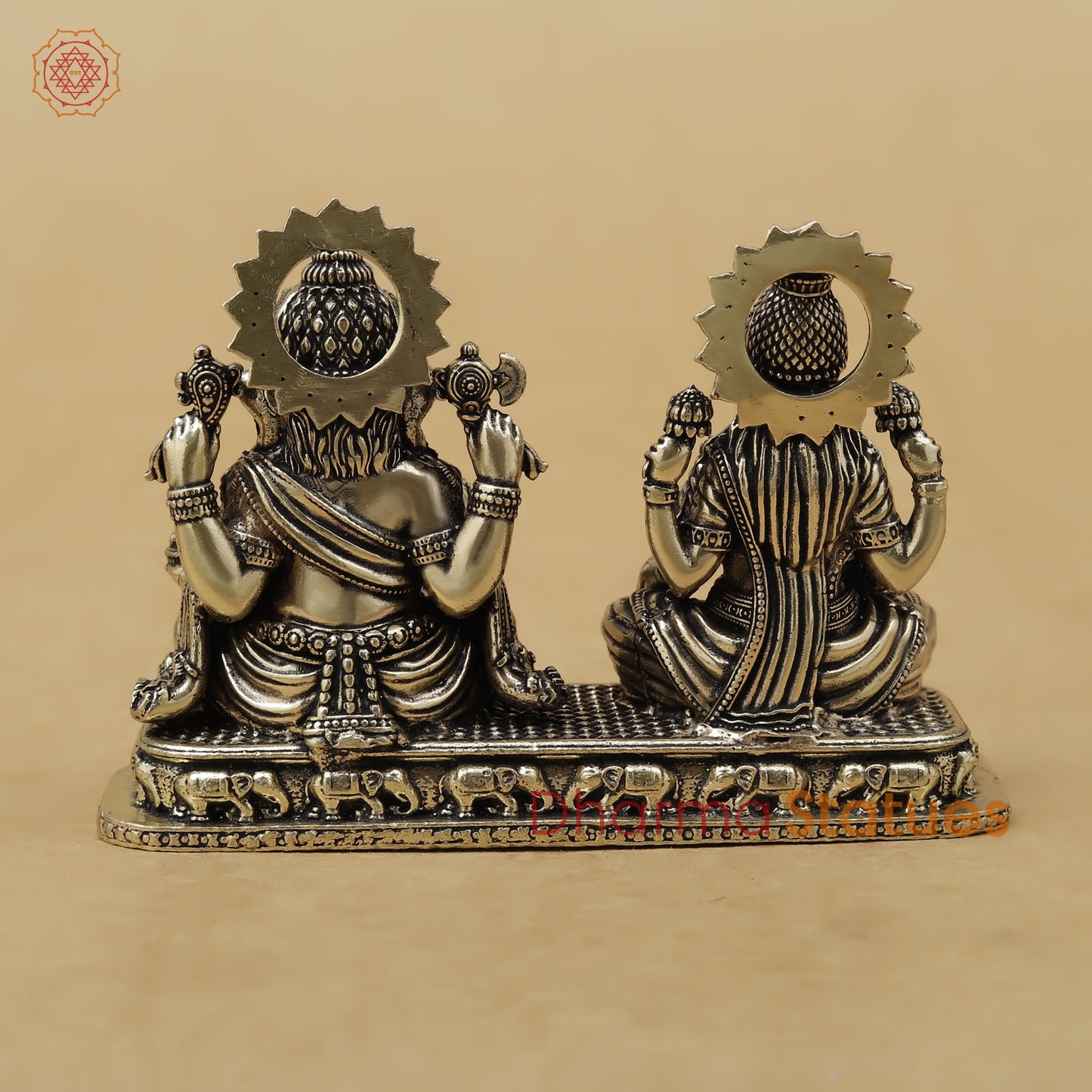 Brass Lakshmi Ganesh Fine, 2.5"