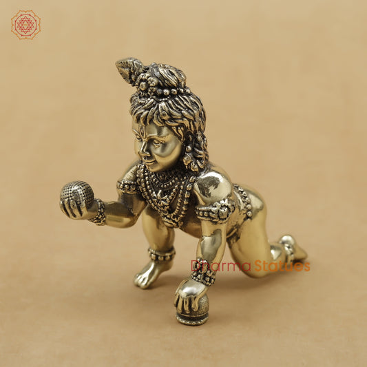 Brass Baby Krishna Fine, 3"