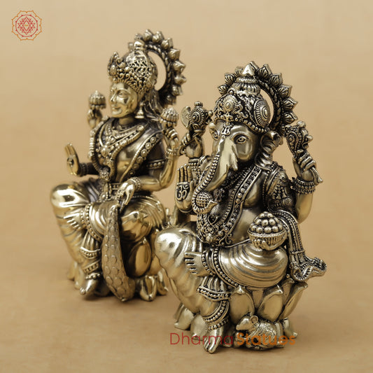Brass Lakshmi Ganesh Fine, 4.5"
