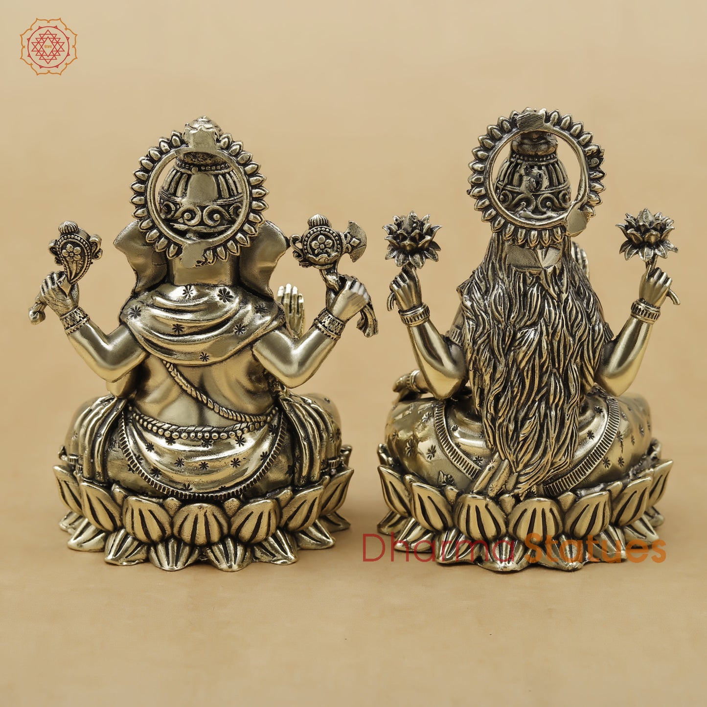 Brass Lakshmi Ganesh Fine, 4"