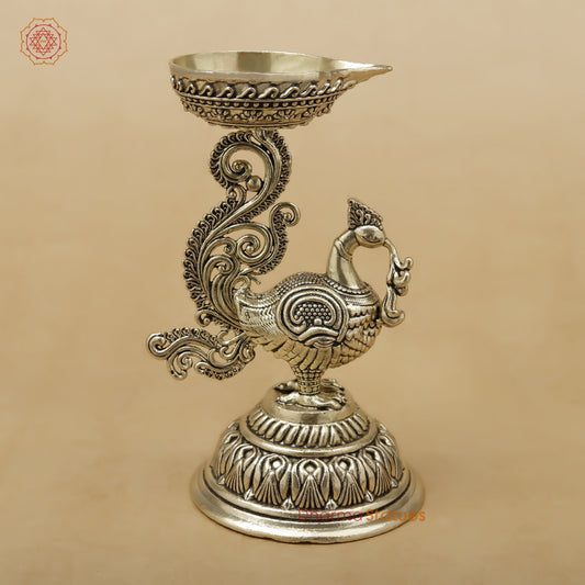 Brass Peacock Diya Fine, 5"
