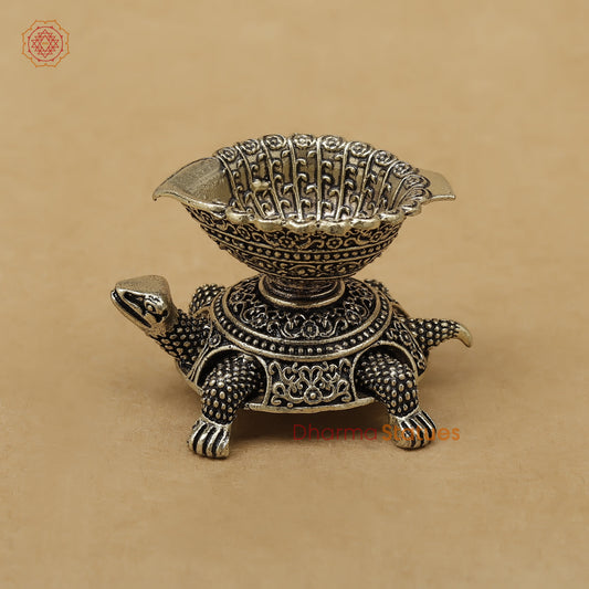 Brass Tortoise Diya Fine, 2"