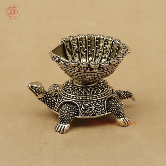 Brass Tortoise Diya Fine, 2"