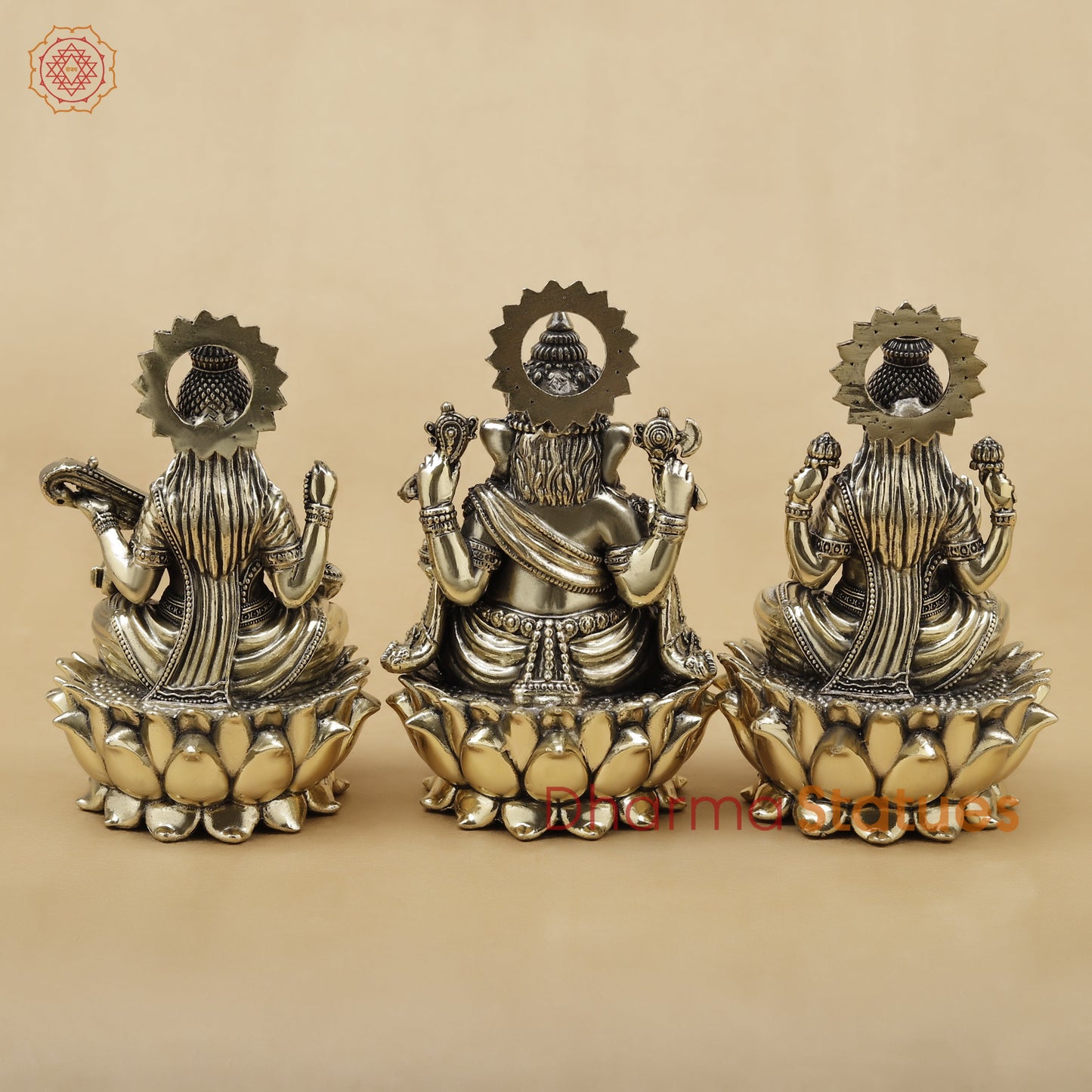 Brass Lakshmi Ganesh Saraswati Fine, 5"