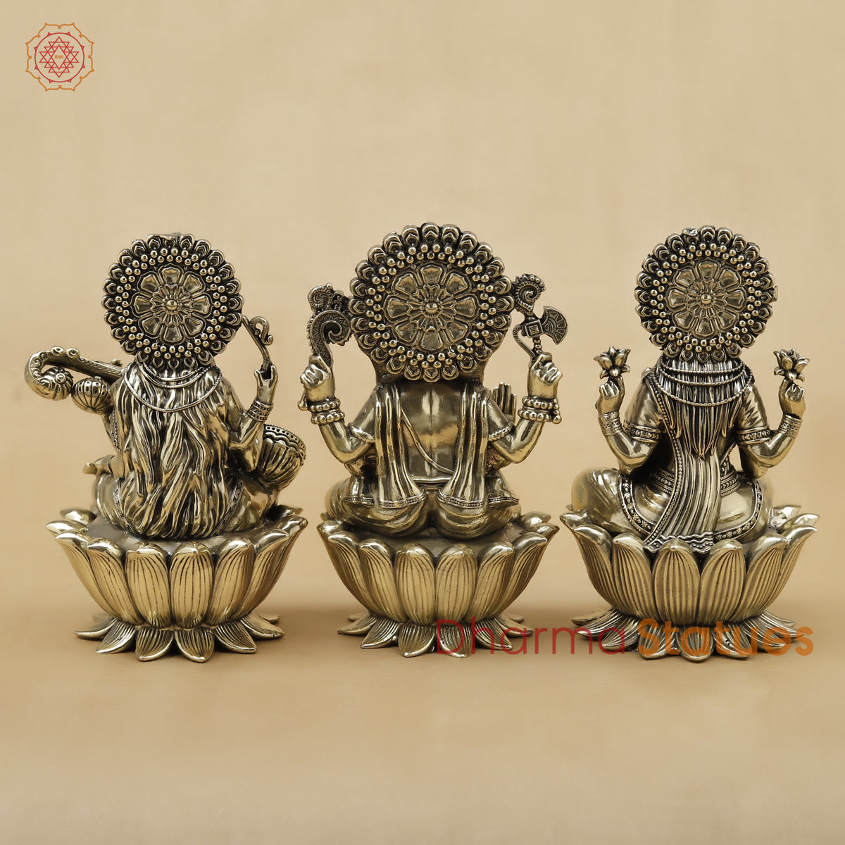 Brass Lakshmi Ganesh Saraswati Fine, 6"