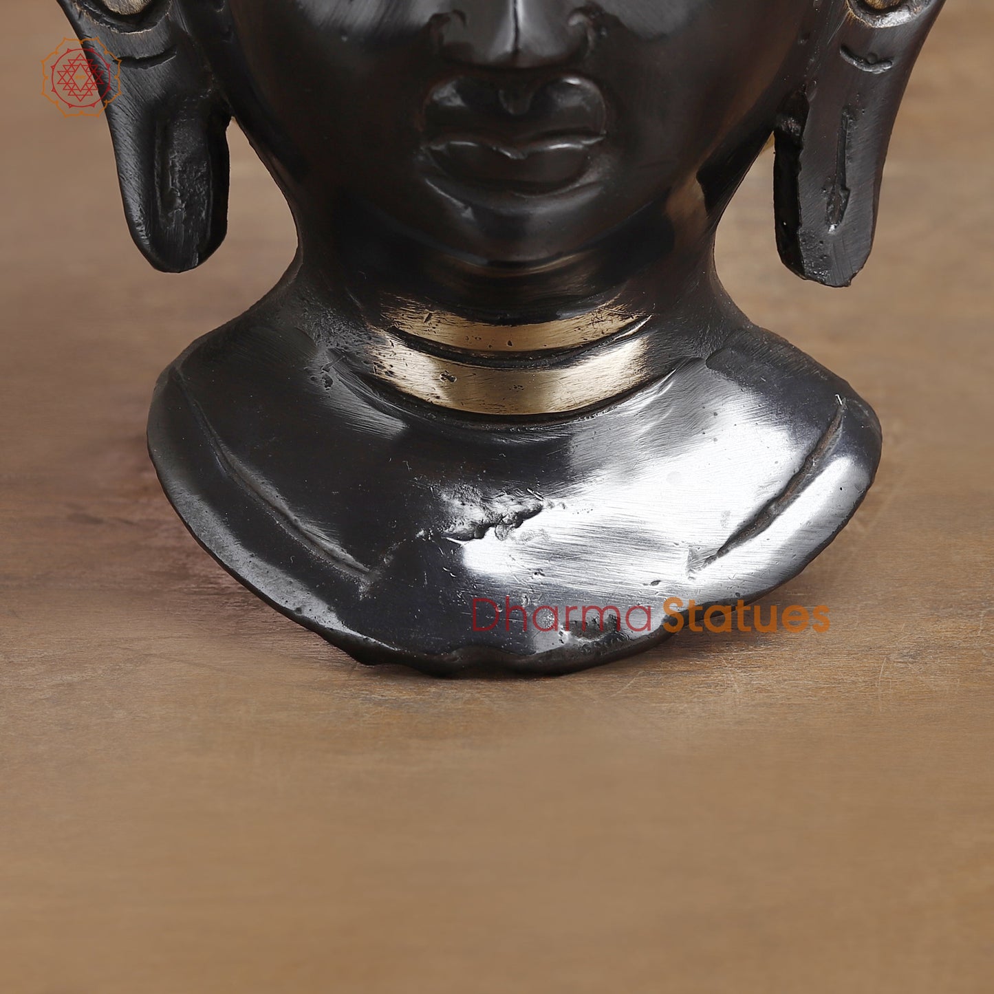 Brass Buddha Head, Black Patina & Golden Finish, 8.5"