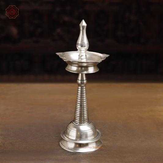 Brass Lamp, Silver Finish, 13"