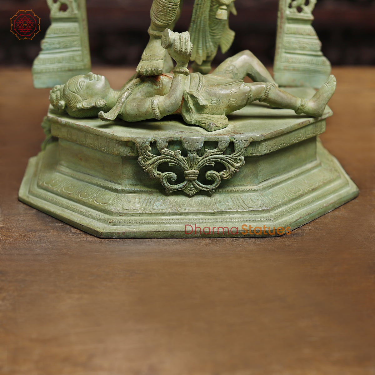 Brass Kali Statue, Green Patina Finish, 21"
