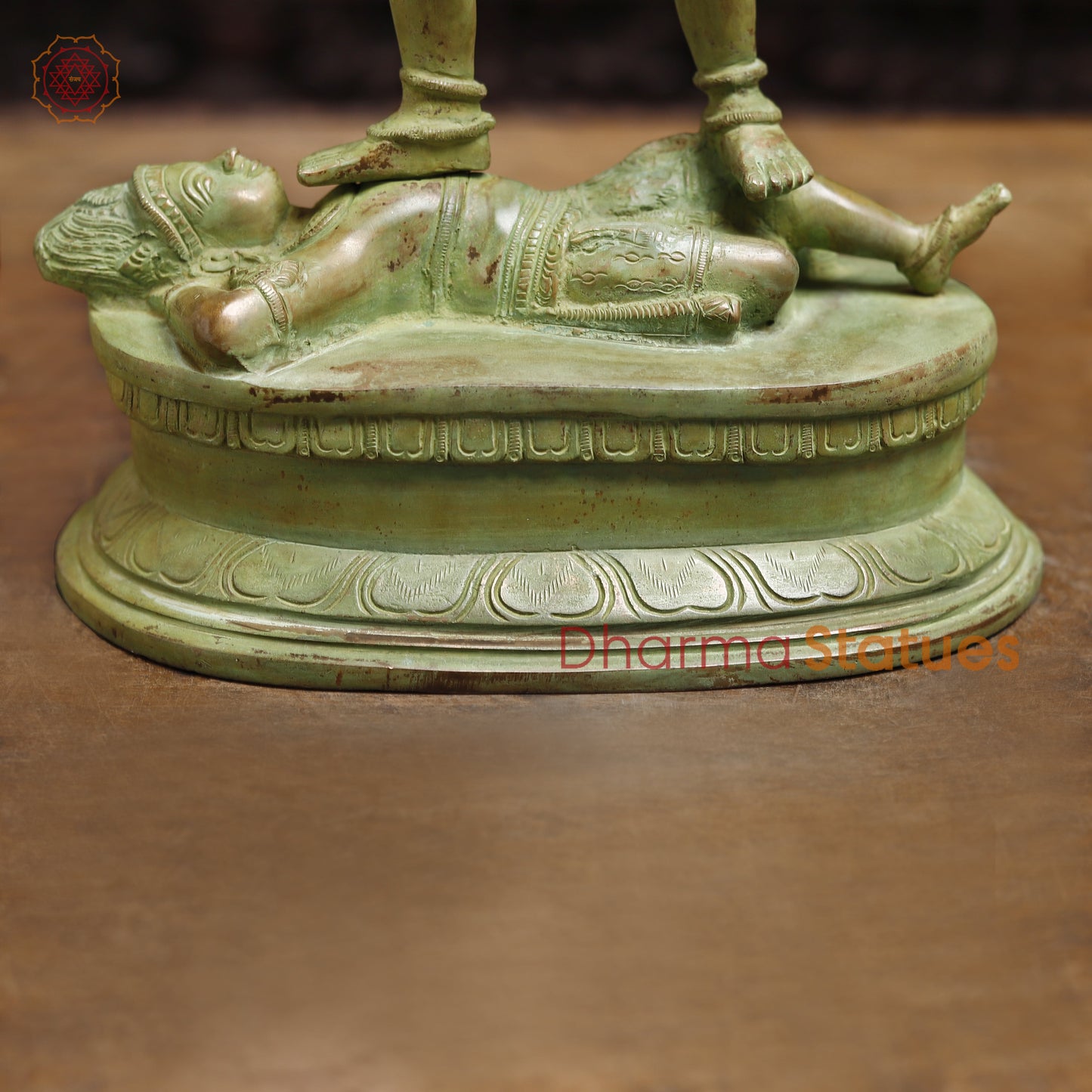 Brass Kali with 4-Arms, Green Patina Finish, 18.5"