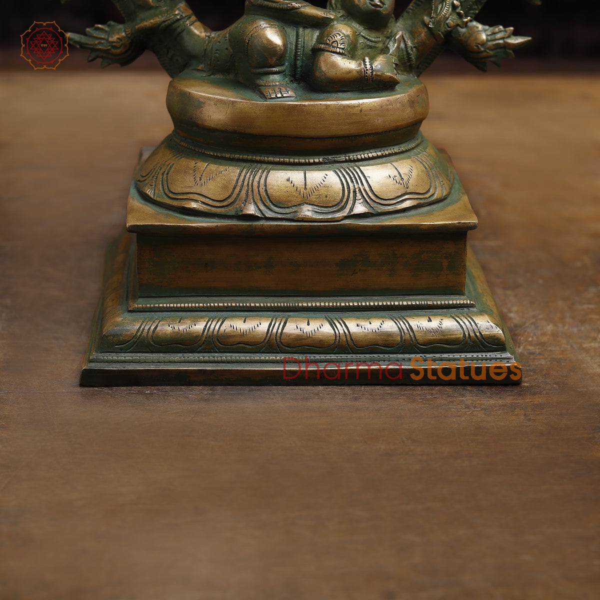 Brass Nataraj, Dancing Shiva, Antique Gold & Green Finish, 24.5"
