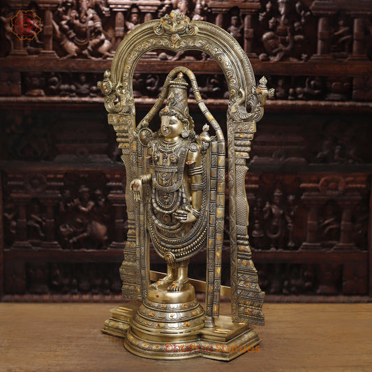 Brass Balaji Statue Fine Work, Crafted by Artist in Thanjavur (Masterpiece), Smooth Finish 39.5"