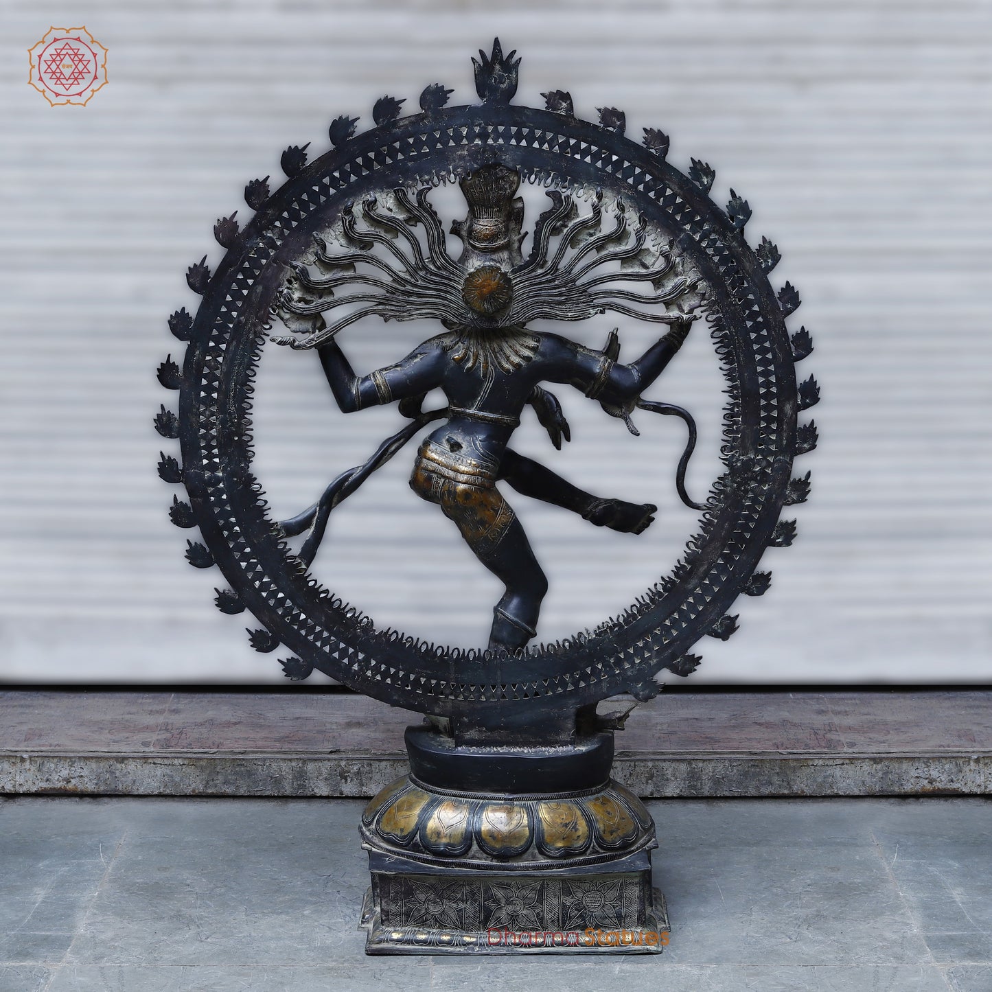 Brass Nataraja, Dancing Shiva, Black Patina & Golden Finish, 54"