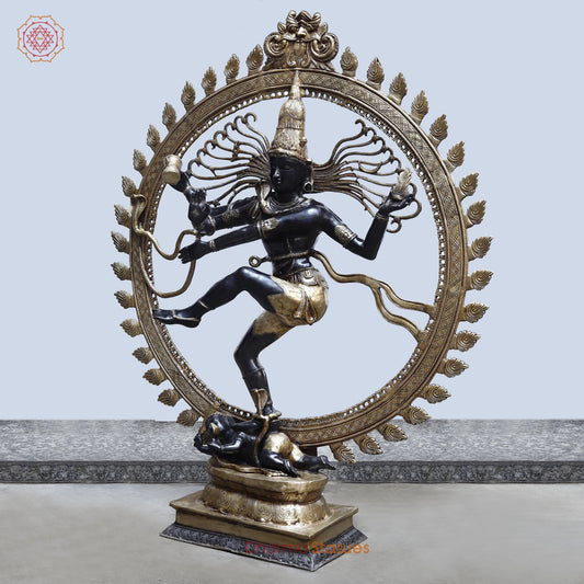 Brass Natraj Large , Deep Black & Smooth Finish, 71"