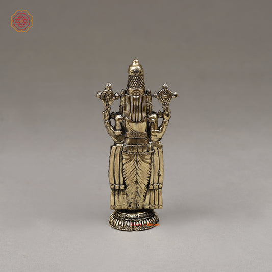 Brass Venkateshvara as Tirupati Balaji, 4.5"