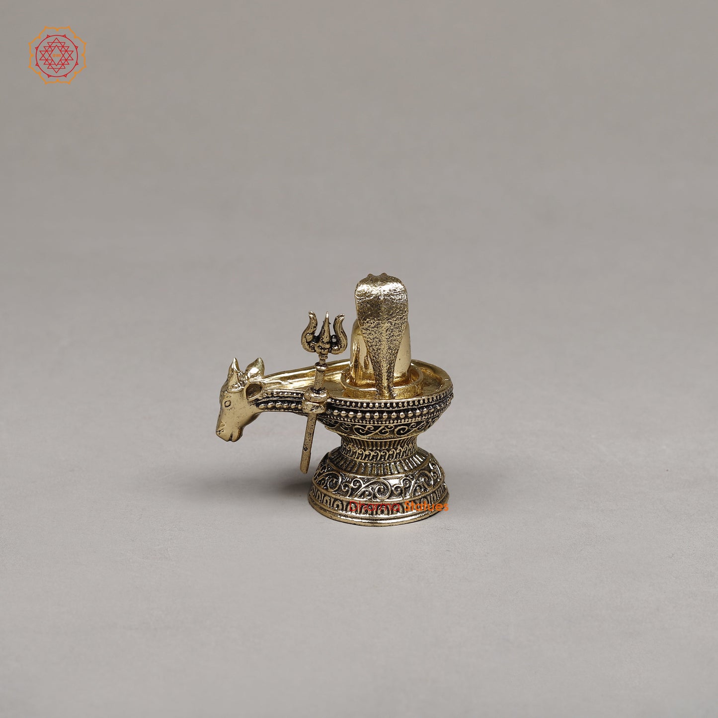 Brass Nandi Mukh Shivling with Naag and Trishul, 2.5"