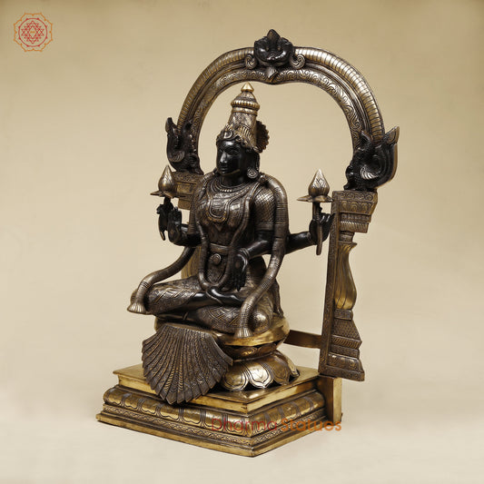 Brass Padmavati (Lakshmi), Black Patina & Golden Finish, 30"