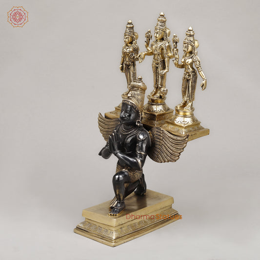Brass Garuda Vahan, Smooth Finish & Black Patina, 17"