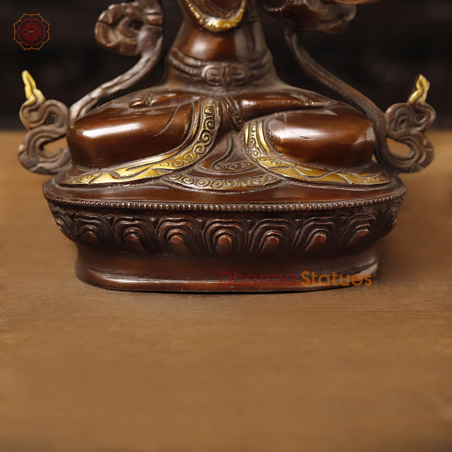 Brass Manjushree Seated, copper & Gold, 12.5"