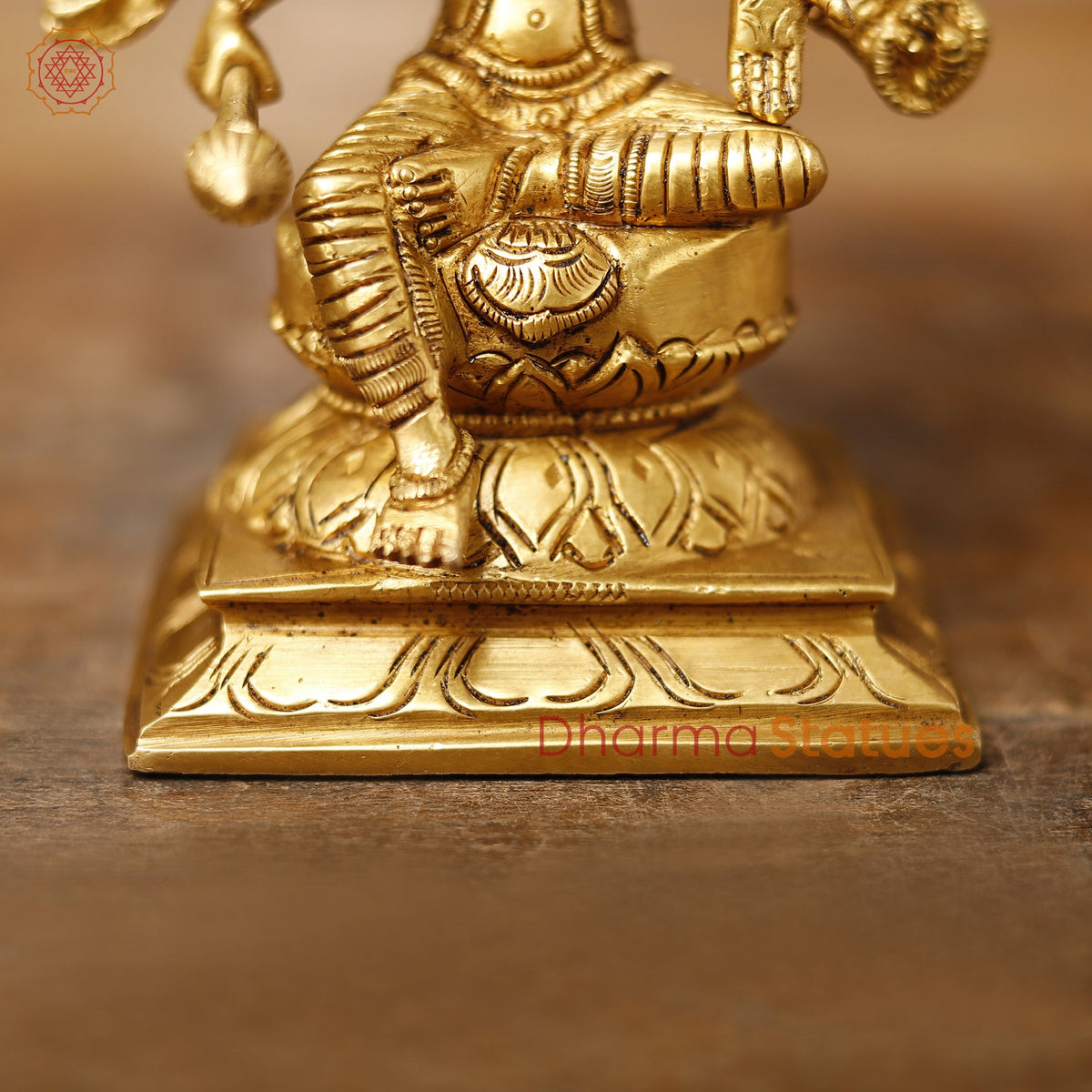Brass Lakshmi Panchmukhi Statue, Sitting on a Lotus, Fine Golden Finish, 5.5"