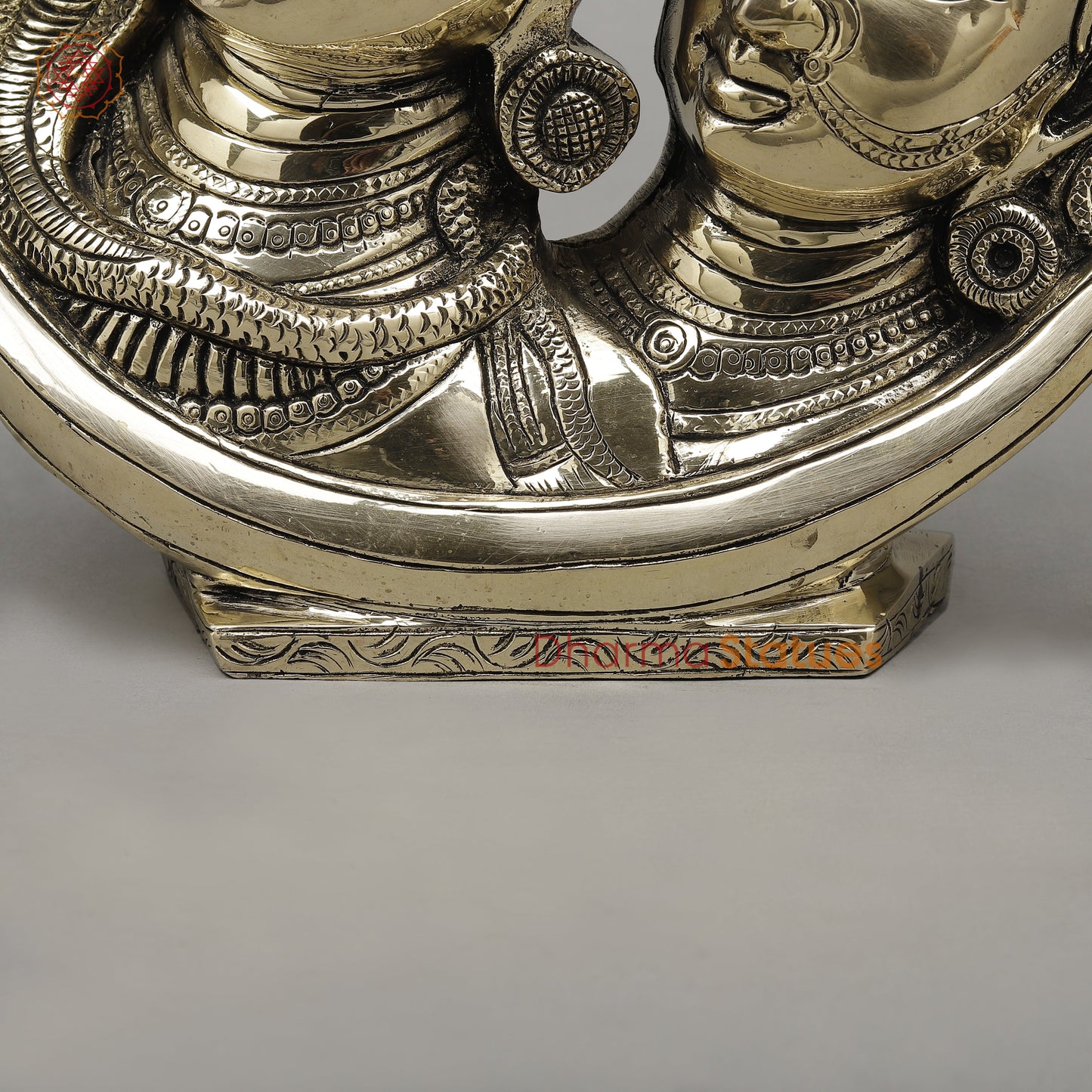 Brass Shiva Parvati Face On Moon , Smooth Finish, 9.5"
