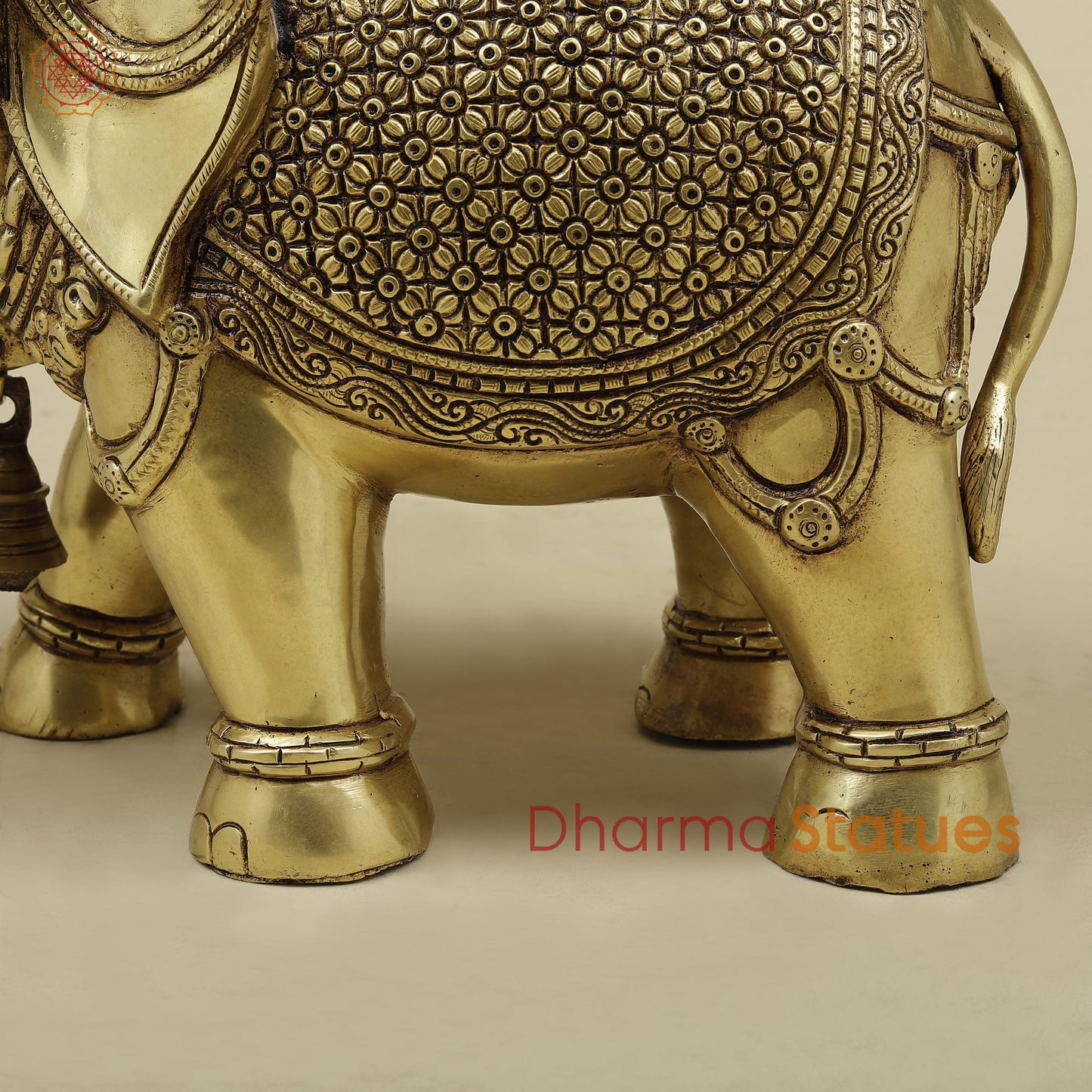 Brass Elephant, Fine Golden Finish, 13"