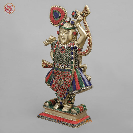 Brass Srinath ji Fine, Stone work 16.5”