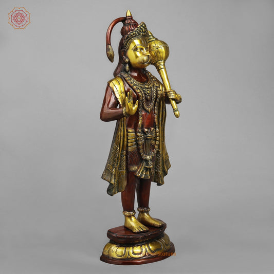 Brass Hanuman Standing Fine , Rich copper Finish 25.5”