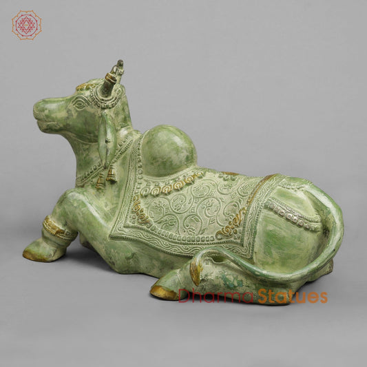 Brass Nandi Seated Fine, Leaf Green Patina 14.5”