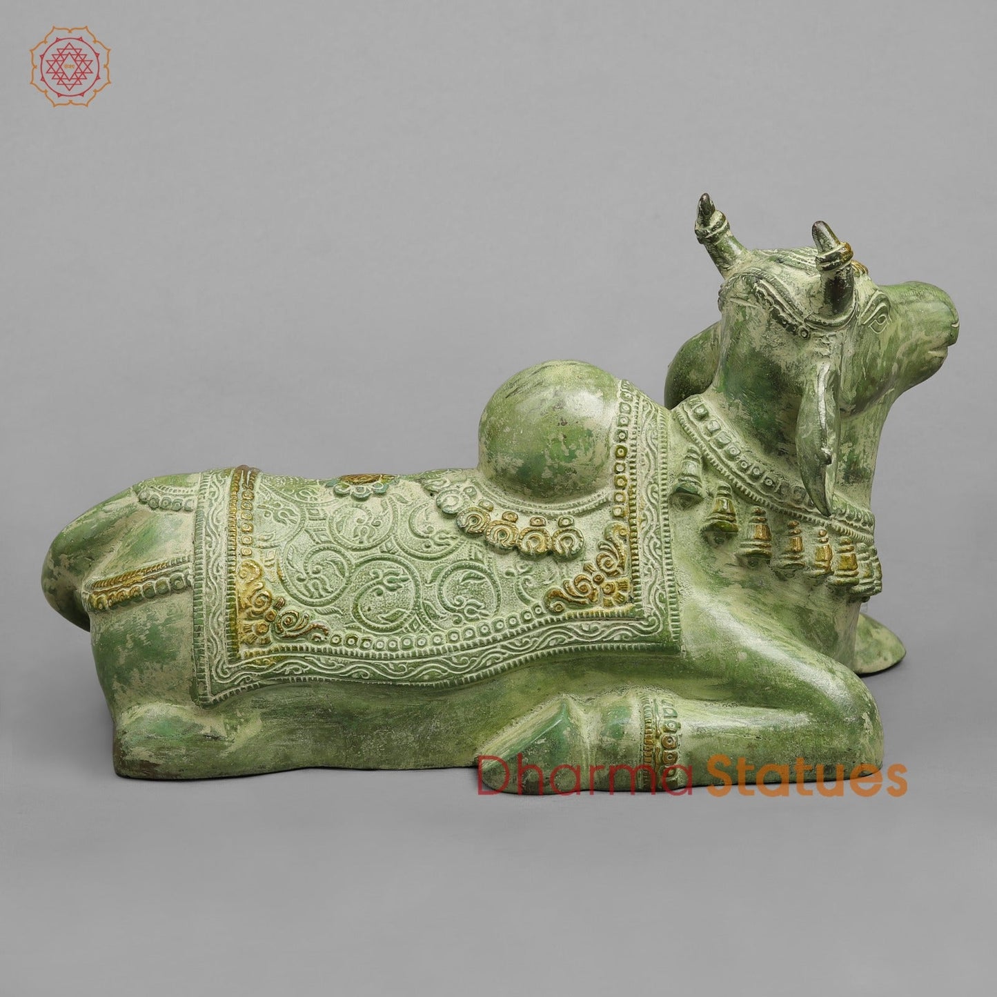 Brass Nandi Seated Fine, Leaf Green Patina 14.5”