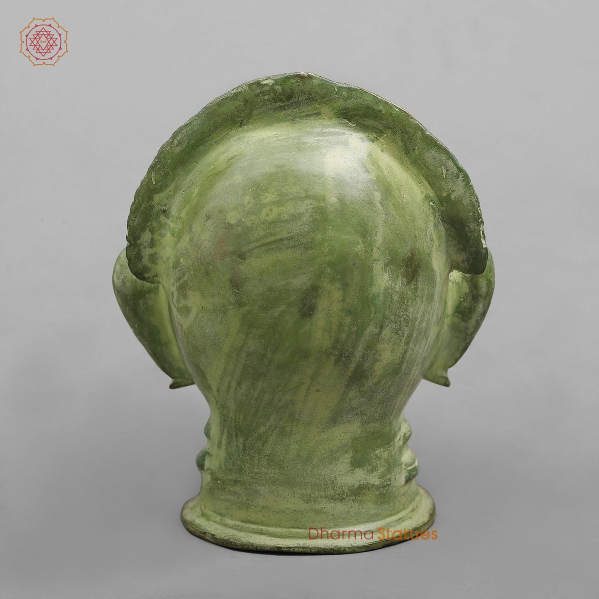 Brass Parwati Head Fine, Leaf Green Patina 7.5”